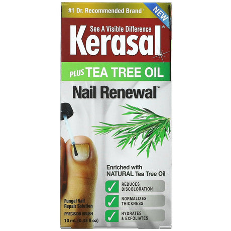 Kerasal, Nail Renewal Plus Tea Tree Oil, 0.33 fl oz (10 ml) - Supply Center USA