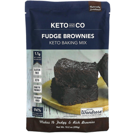 Keto and Co, Keto Baking Mix, Fudge Brownies, 10.2 oz (290 g) - Supply Center USA