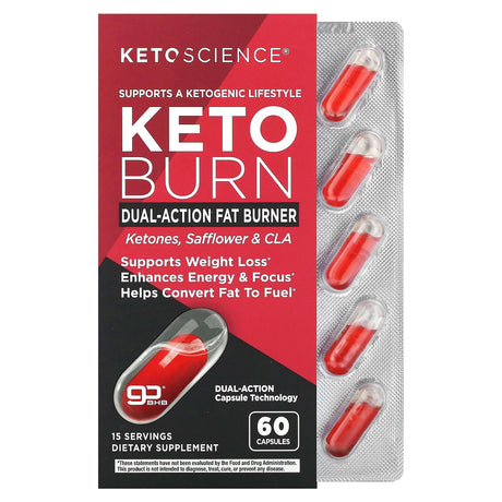 Keto Science, Keto Burn, Dual-Action Fat Burner, 60 Capsules - Supply Center USA