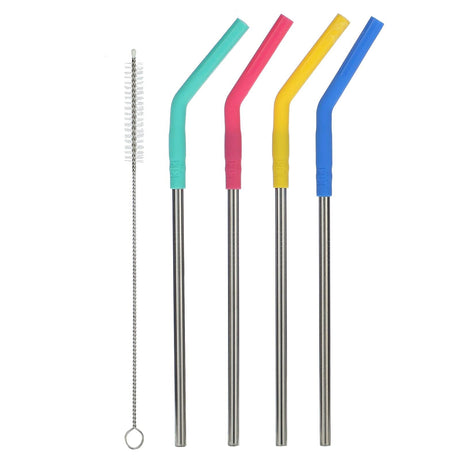 Kiki Milk, Silicone-Tipped Reusable Straws, 4 Straws - Supply Center USA