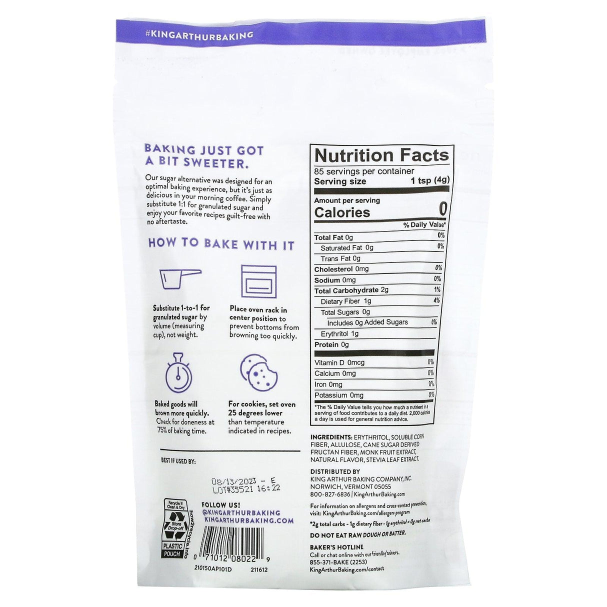 King Arthur Flour, Baking Sugar Alternative, 12 oz (340 g) - Supply Center USA