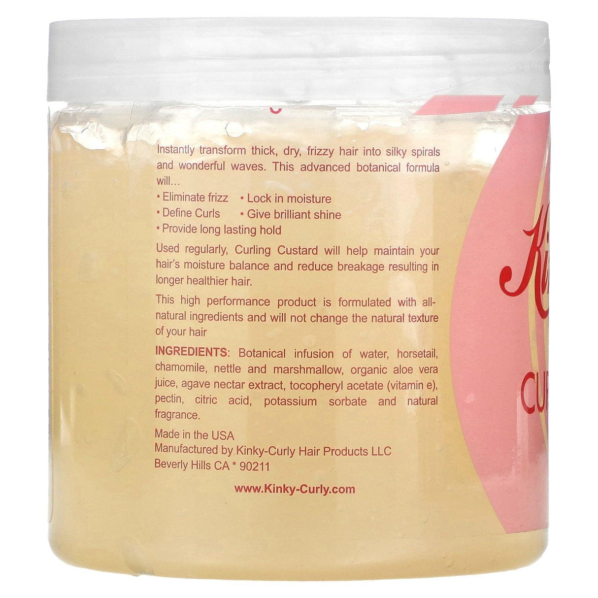 Kinky-Curly, Original Curling Custard, Natural Styling Gel, 8 oz - Supply Center USA