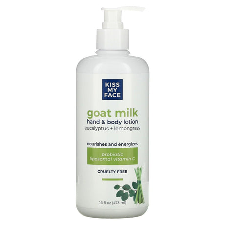 Kiss My Face, Goat Milk Hand & Body Lotion, Eucalyptus + Lemongrass, 16 fl oz (473 ml) - Supply Center USA