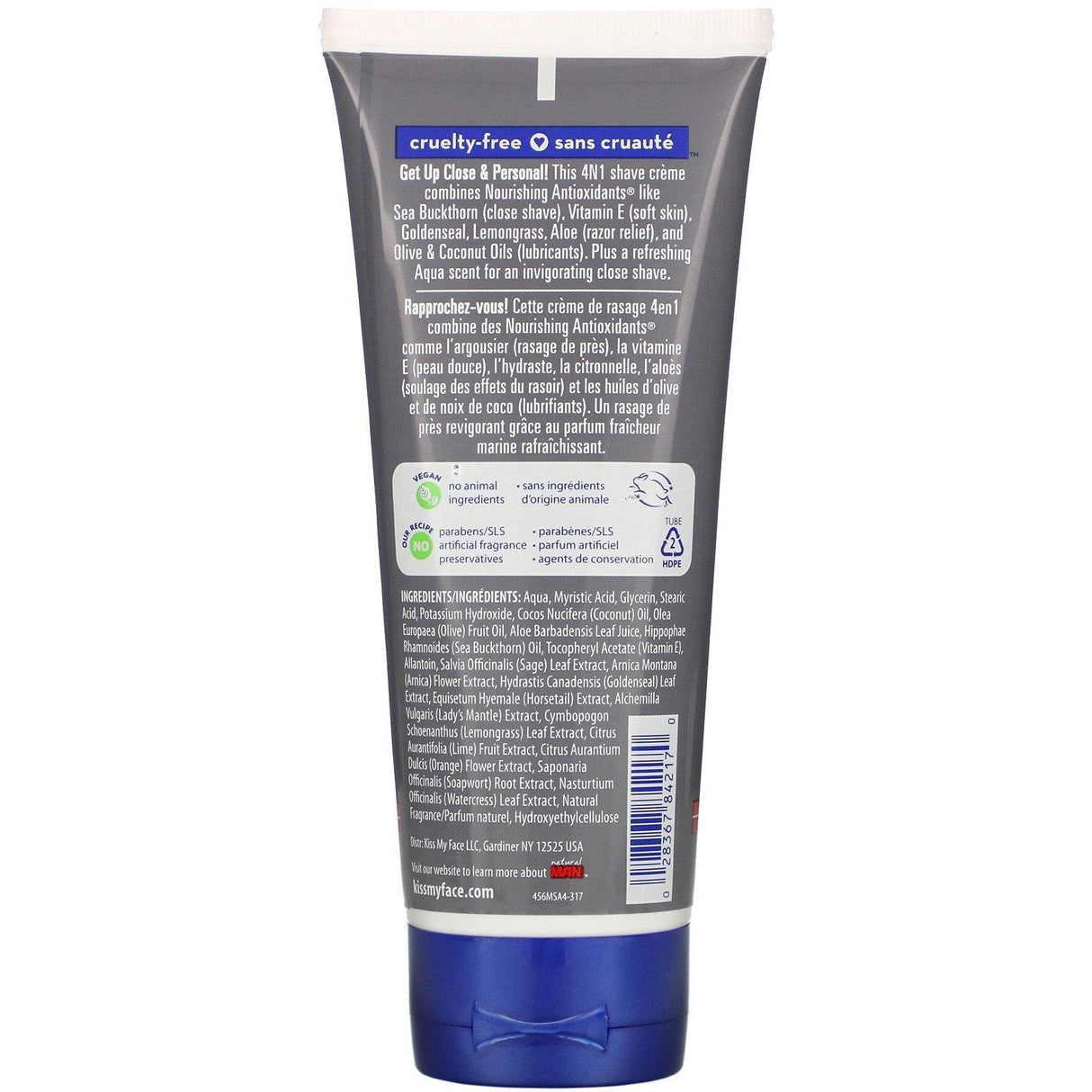 Kiss My Face, Natural Man, 4-in-1 Shave, Invigorating Aqua Scent, 6 fl oz (177 ml) - Supply Center USA
