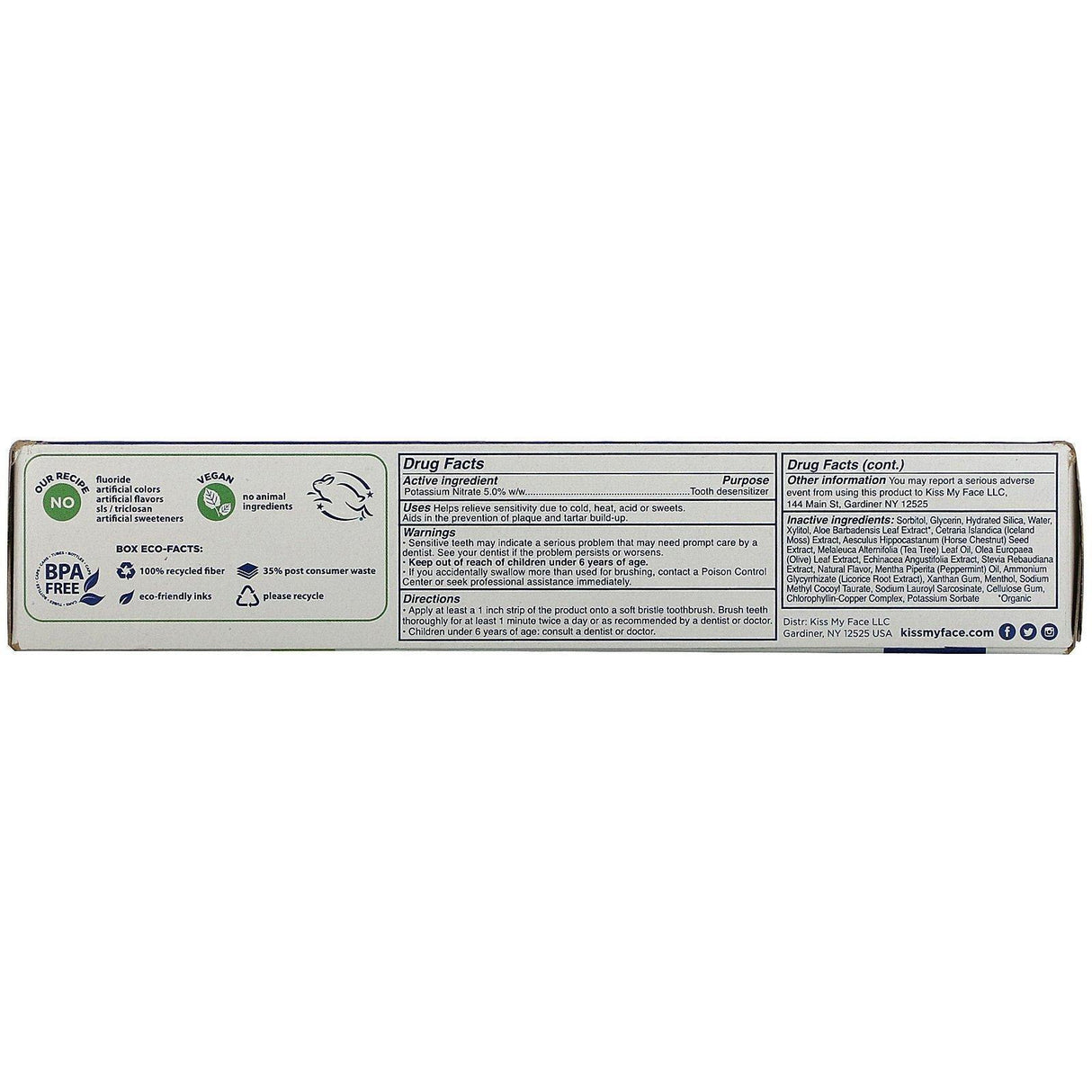 Kiss My Face, Sensitive Toothpaste with Tea Tree Oil, Aloe & Echinacea, Fluoride Free, Orange Mint Gel, 4.5 oz (127.6 g) - Supply Center USA