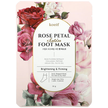 Koelf, Rose Petal Satin Foot Mask, 1 Pair, 16 g - Supply Center USA