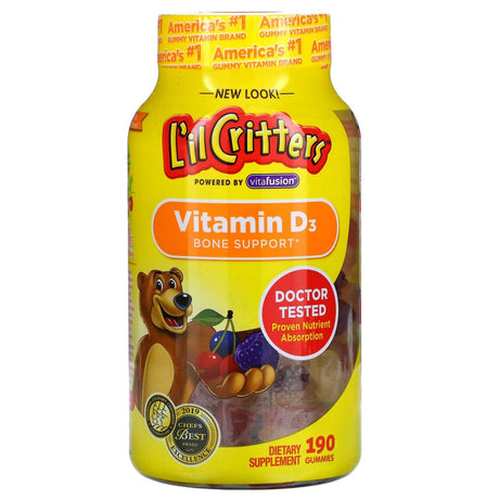 L'il Critters, Vitamin D3 Bone Support, Natural Fruit, 190 Gummies - Supply Center USA