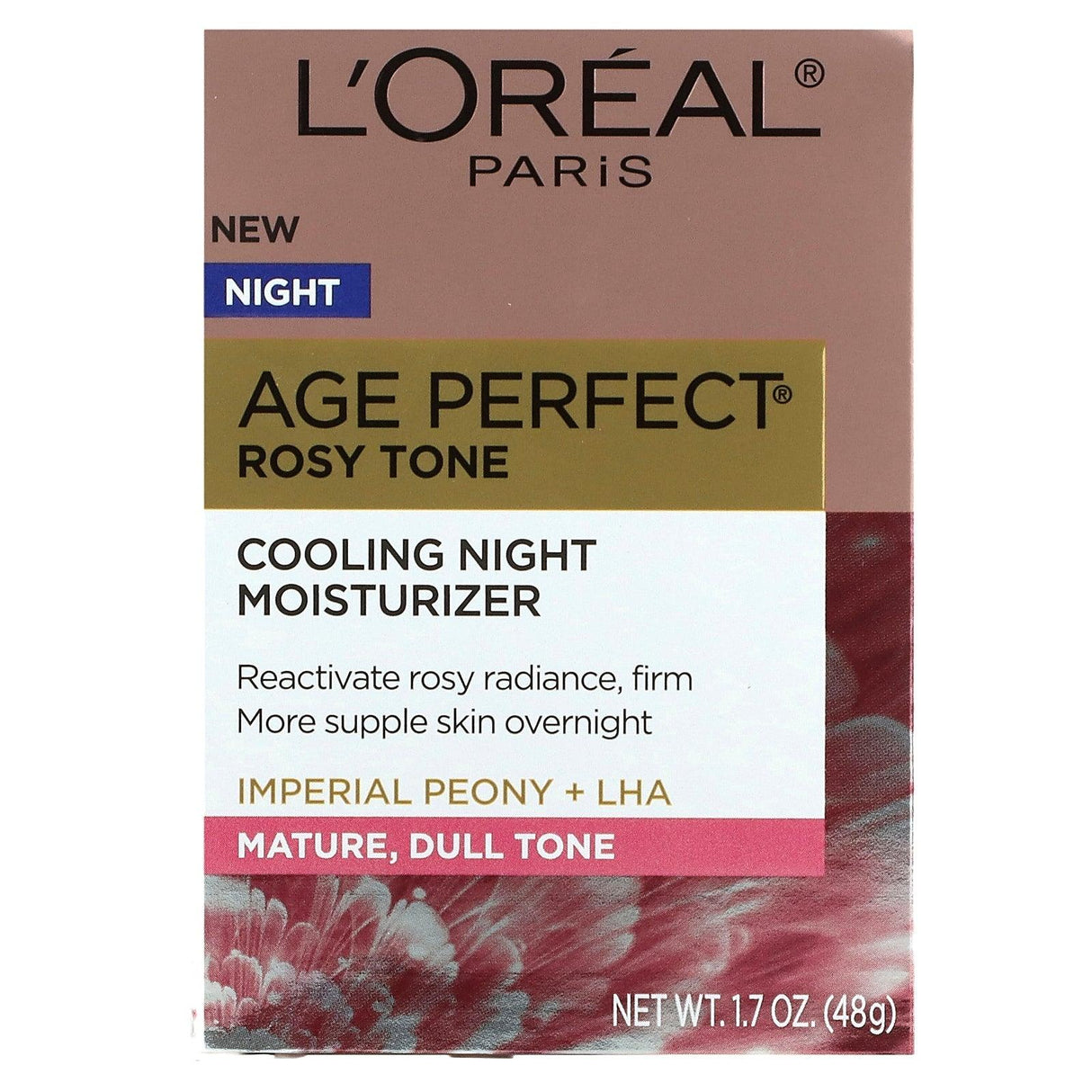 L'Oréal, Age Perfect Rosy Tone, Cooling Night Moisturizer, 1.7 oz (48 g) - Supply Center USA