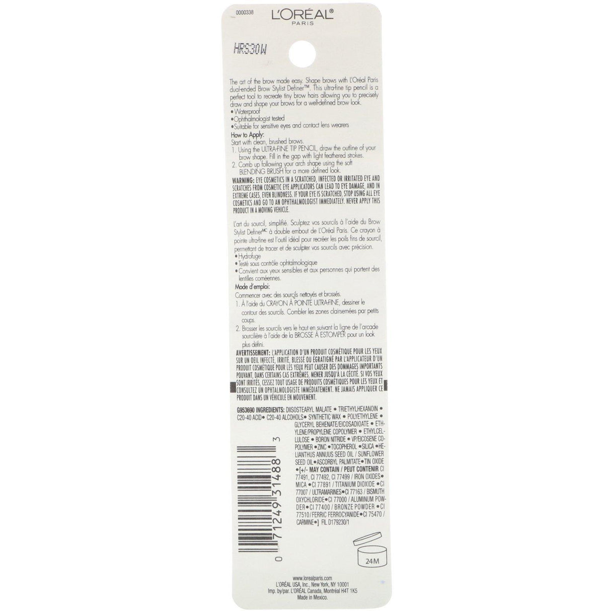 L'Oreal, Brow Stylist Definer, Ultra Fine Tip, 389 Brunette, 0.003 oz (90 mg) - Supply Center USA