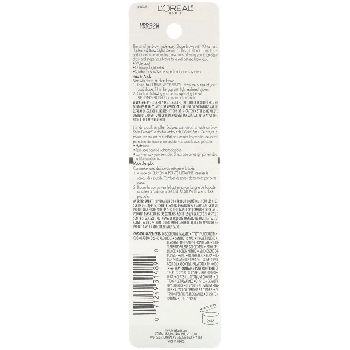 L'Oreal, Brow Stylist Definer, Ultra Fine Tip, 390 Dark Brunette, 0.003 oz (90 mg) - Supply Center USA