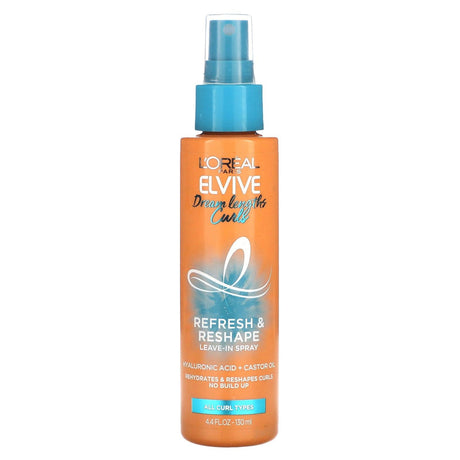 L'Oréal, Elvive, Dream Lengths Curls, Refresh & Reshape Leave-In Spray, 4.4 fl oz (130 ml) - Supply Center USA