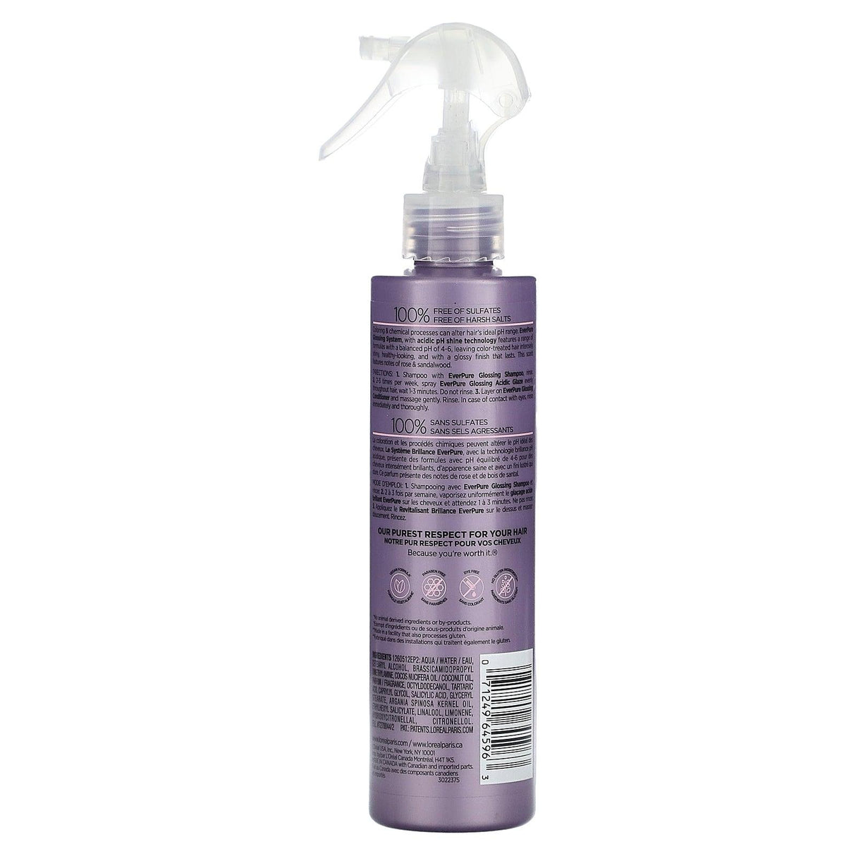 L'Oréal, EverPure, 2 Glossing In-Shower, Acidic Glaze, 6.7 fl oz (200 ml) - Supply Center USA