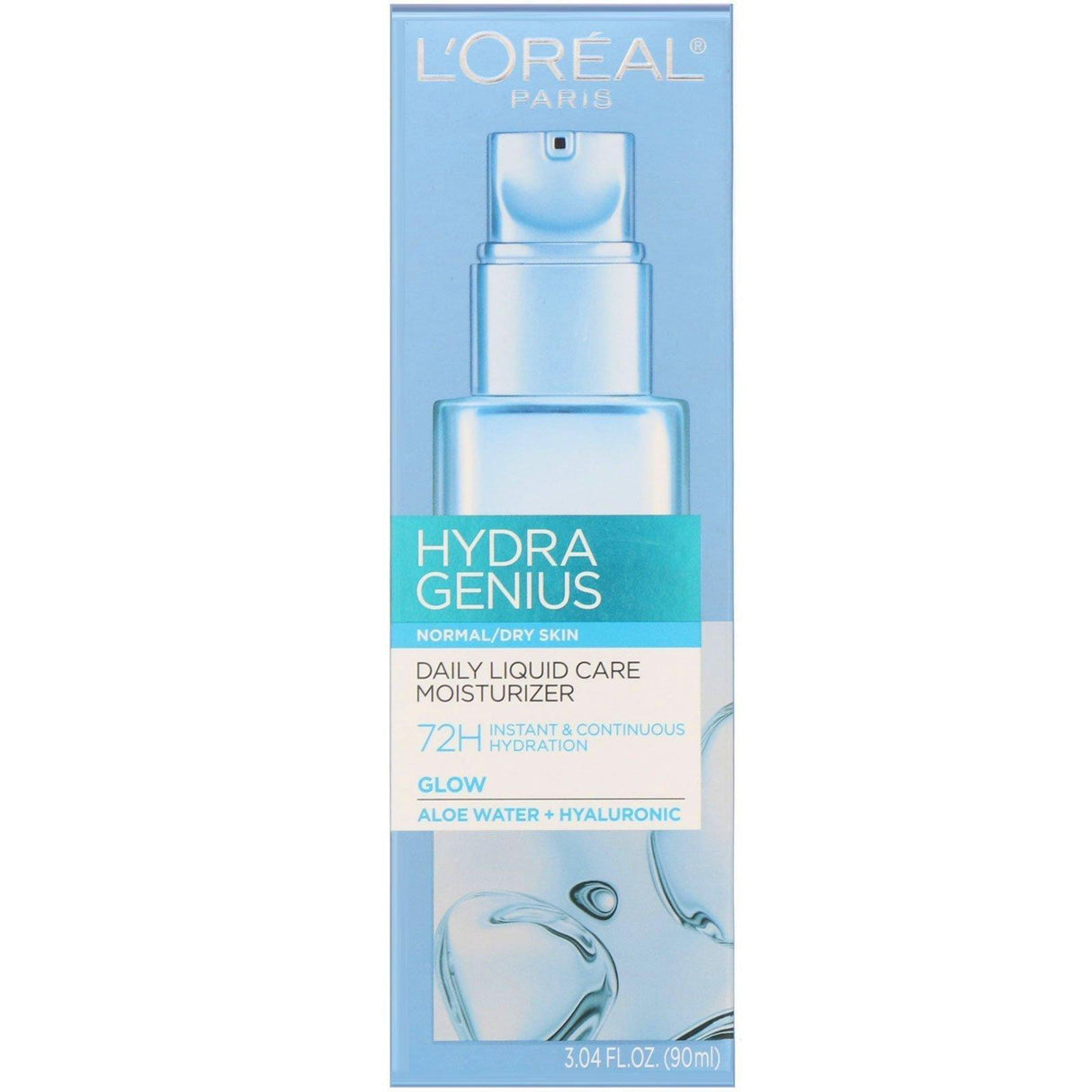 L'Oreal, Hydra Genius, Glow Daily Liquid Care Moisturizer, Normal/Dry Skin, 3.04 fl oz (90 ml) - Supply Center USA