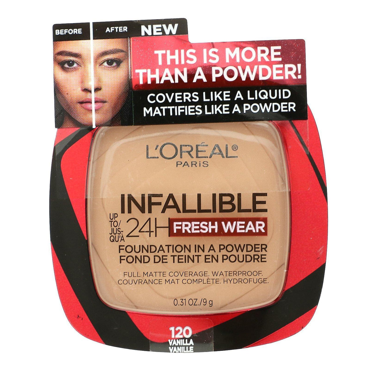 L'Oreal, Infallible 24H Fresh Wear, Foundation In A Powder, 120 Vanilla, 0.31 oz (9 g) - Supply Center USA