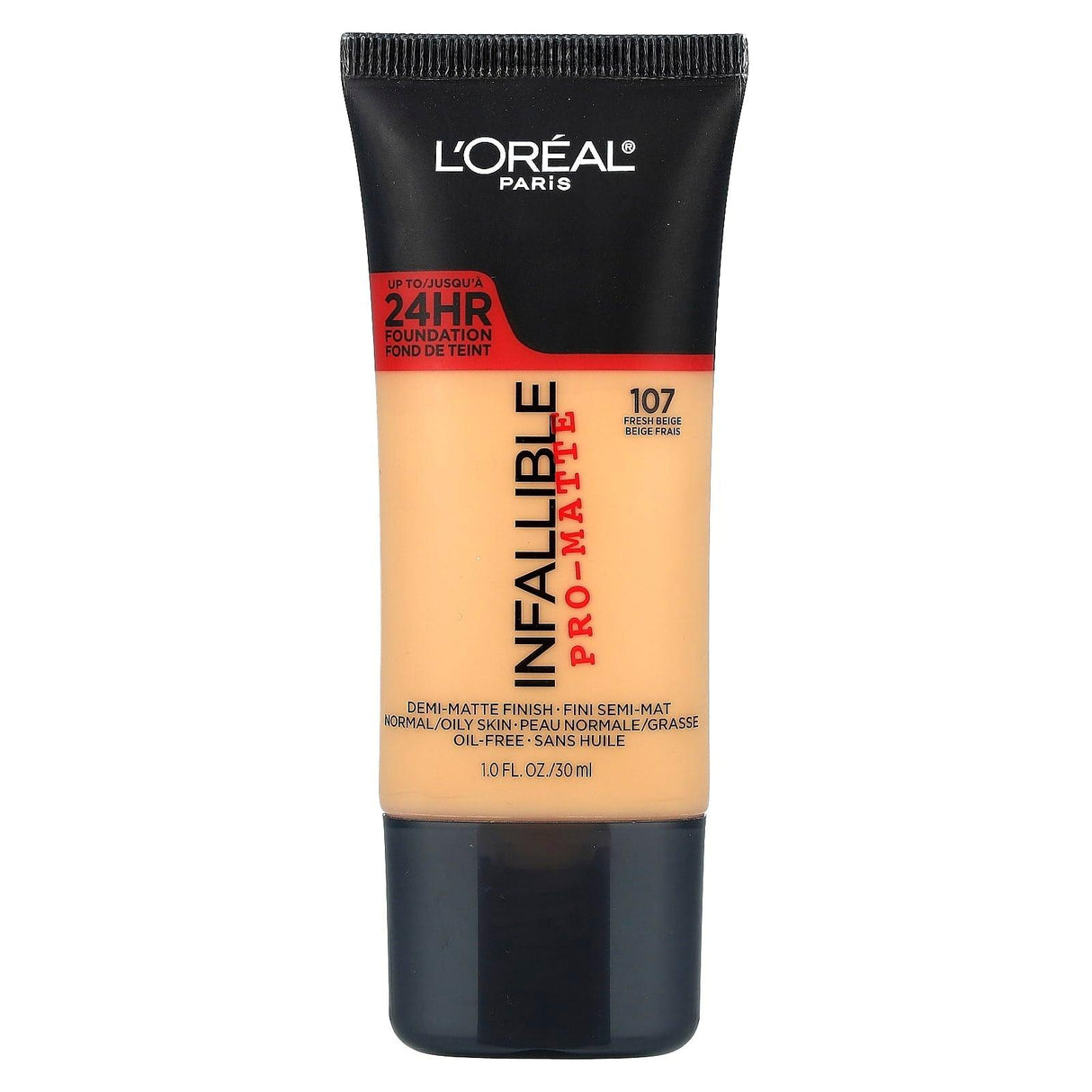 L'Oréal, Infallible Pro-Matte Foundation, 107 Fresh Beige, 1 fl oz (30 ml) - Supply Center USA