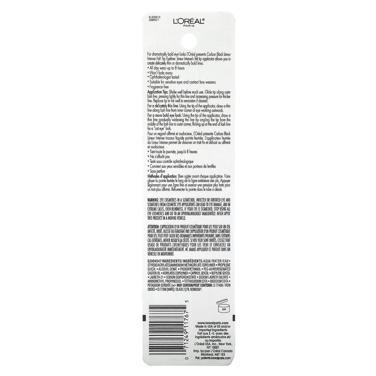 L'Oréal, Lineur Intense, Felt Tip Liquid Eyeliner, 690 Carbon Black, 0.05 fl oz (1.5 ml) - Supply Center USA