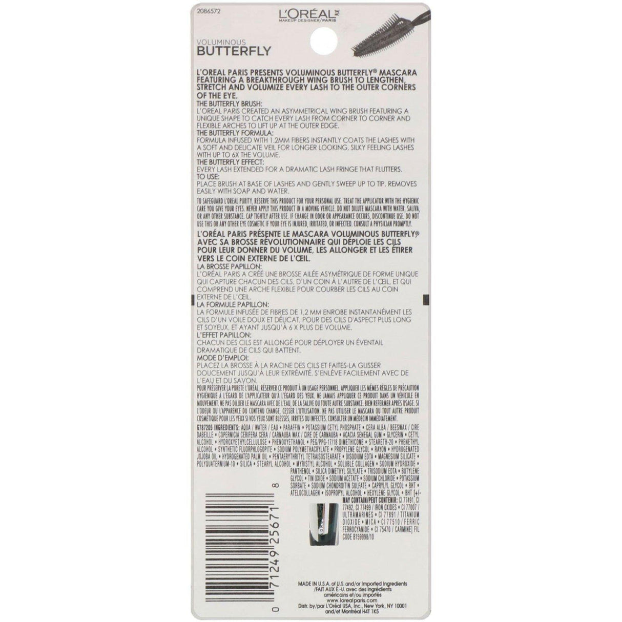 L'Oreal, Voluminous Butterfly Mascara, 868 Blackest Black, 0.22 fl oz (6.7 ml) - Supply Center USA