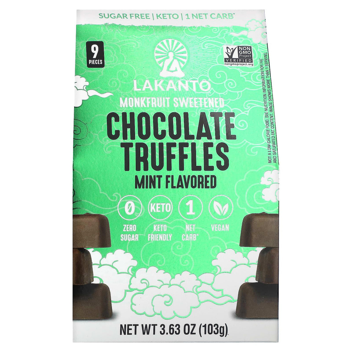 Lakanto, Chocolate Truffles, Mint, 9 Pieces, 3.63 oz (103 g) - Supply Center USA