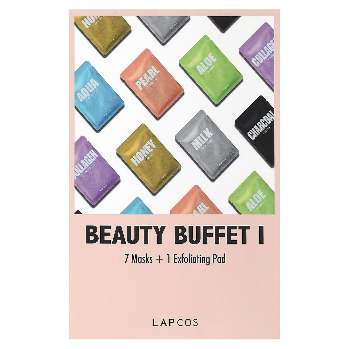 Lapcos, Beauty Buffet I, Variety Beauty Sheet Mask Set, 7 Sheets + 1 Pad - Supply Center USA