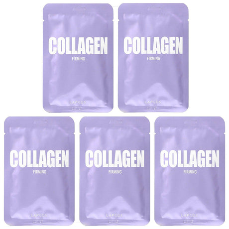 Lapcos, Collagen Firming Sheet Mask Set, 5 Sheets, 0.84 fl oz (25 ml) Each - Supply Center USA