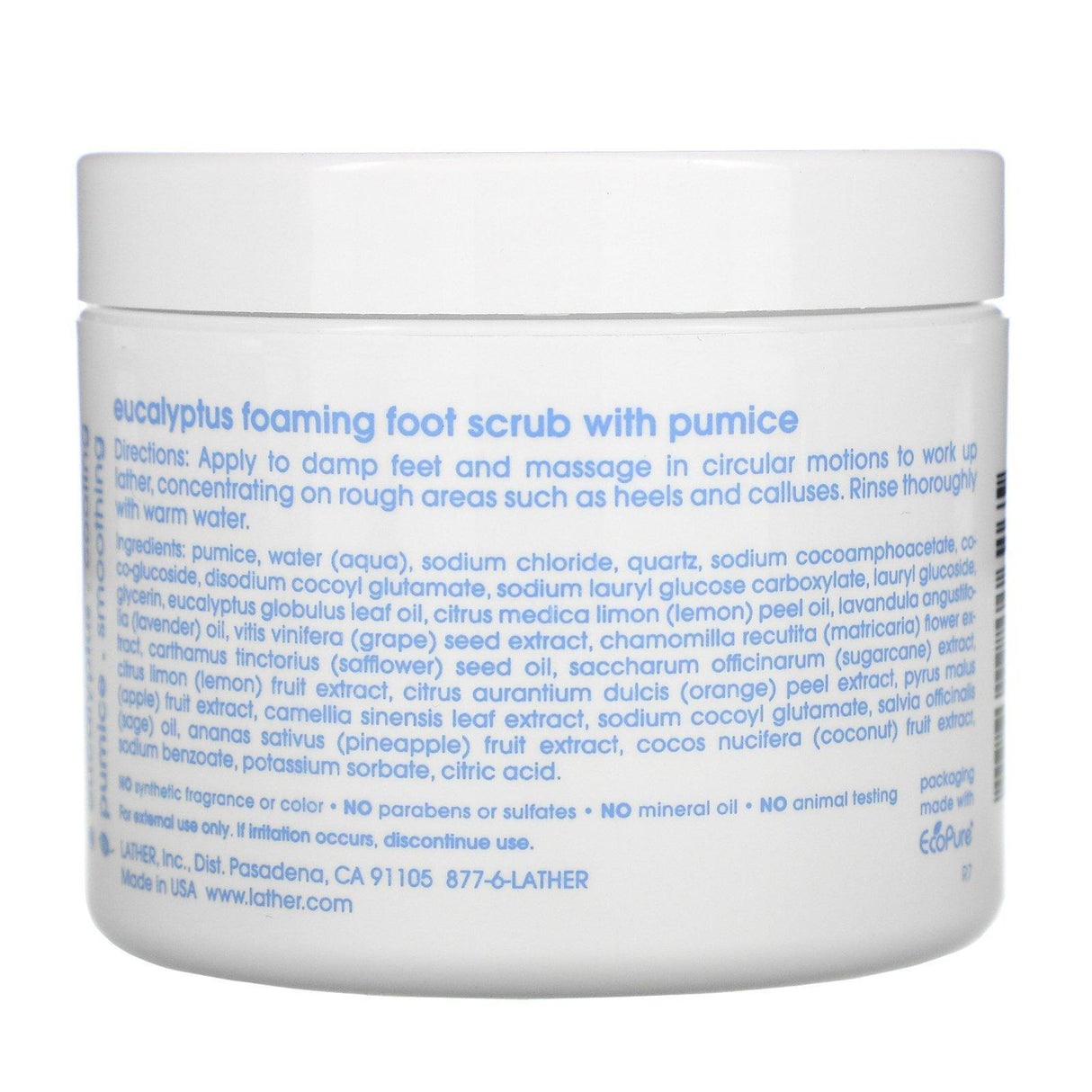 Lather, Eucalyptus Foaming Foot Scrub with Pumice, 4 oz (113 g) - Supply Center USA