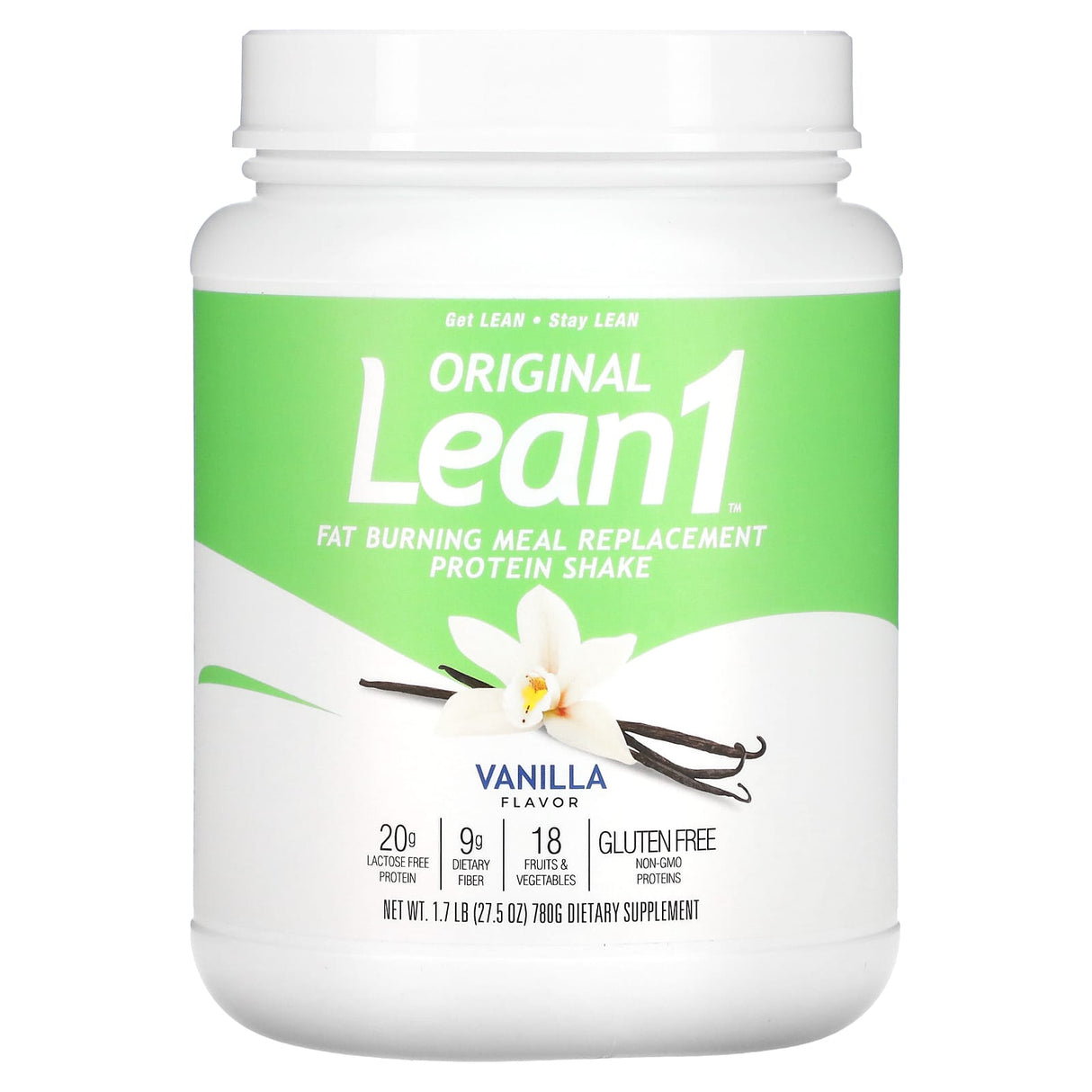 Lean1, Original, Fat Burning Meal Replacement Protein Shake, Vanilla, 1.7 lbs (780 g) - Supply Center USA