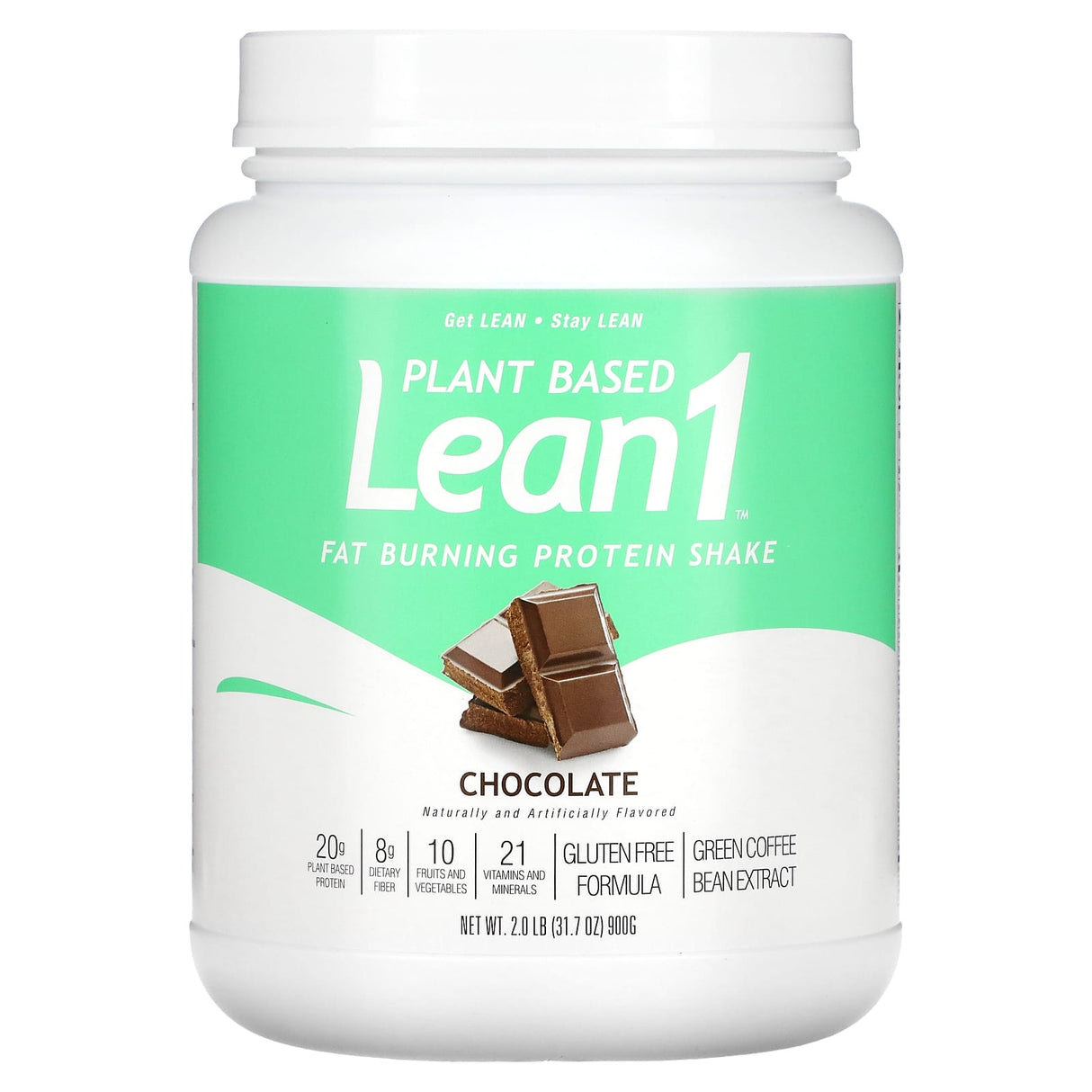 Lean1, Plant Based Fat Burning Protein Shake, Chocolate, 2 lb (900 g) - Supply Center USA