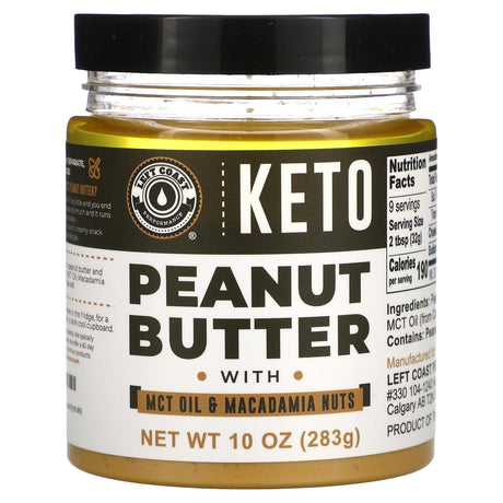 Left Coast Performance, Keto, Peanut Butter with MCT Oil & Macadamia Nuts, 10 oz (283 g) - Supply Center USA