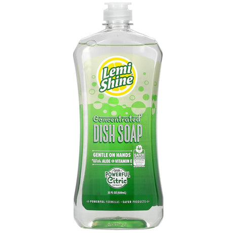 Lemi Shine, Concentrated Dish Soap, With Aloe + Vitamin E, 22 fl oz ( 650 ml) - Supply Center USA