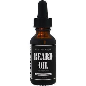 Leven Rose, 100% Pure Organic Beard Oil, Spiced Sandalwood, 1 fl oz (30 ml) - Supply Center USA