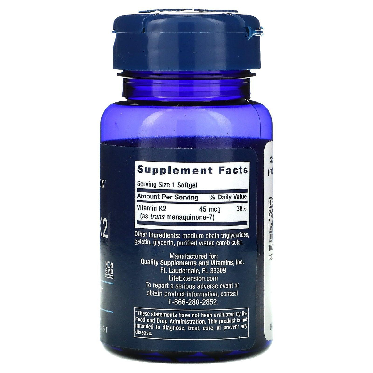Life Extension, Low Dose Vitamin K2 (MK-7), 45 mcg, 90 Softgels - Supply Center USA
