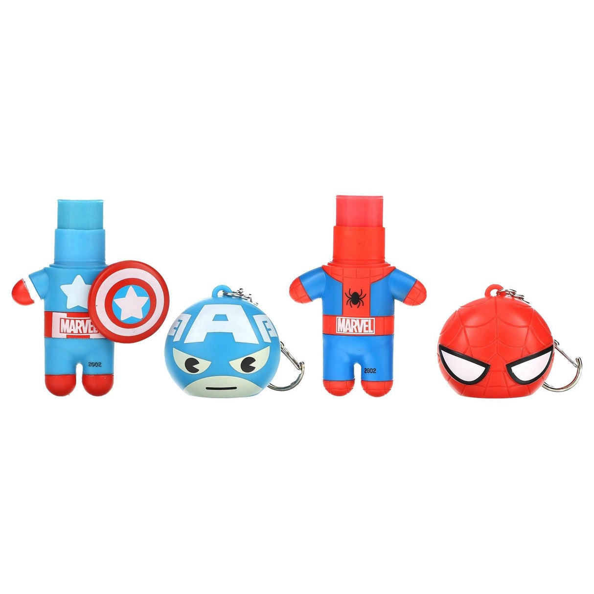 Lip Smacker, Marvel, Lip Balm, Spider-Man Amazing Pomegranate, Captain America Red, White, & Blue-Berry, 2 Pack, 0.14 oz (4 g) Each - Supply Center USA