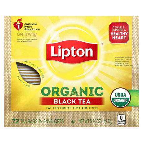 Lipton, Organic Black Tea , 72 Tea Bags in Envelopes, 5.74 oz (162.7 g) - Supply Center USA