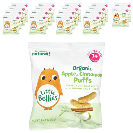 Little Bellies, Organic Apple & Cinnamon Puffs, 7+ Months, 18 Bags, 0.42 oz (12 g) - Supply Center USA