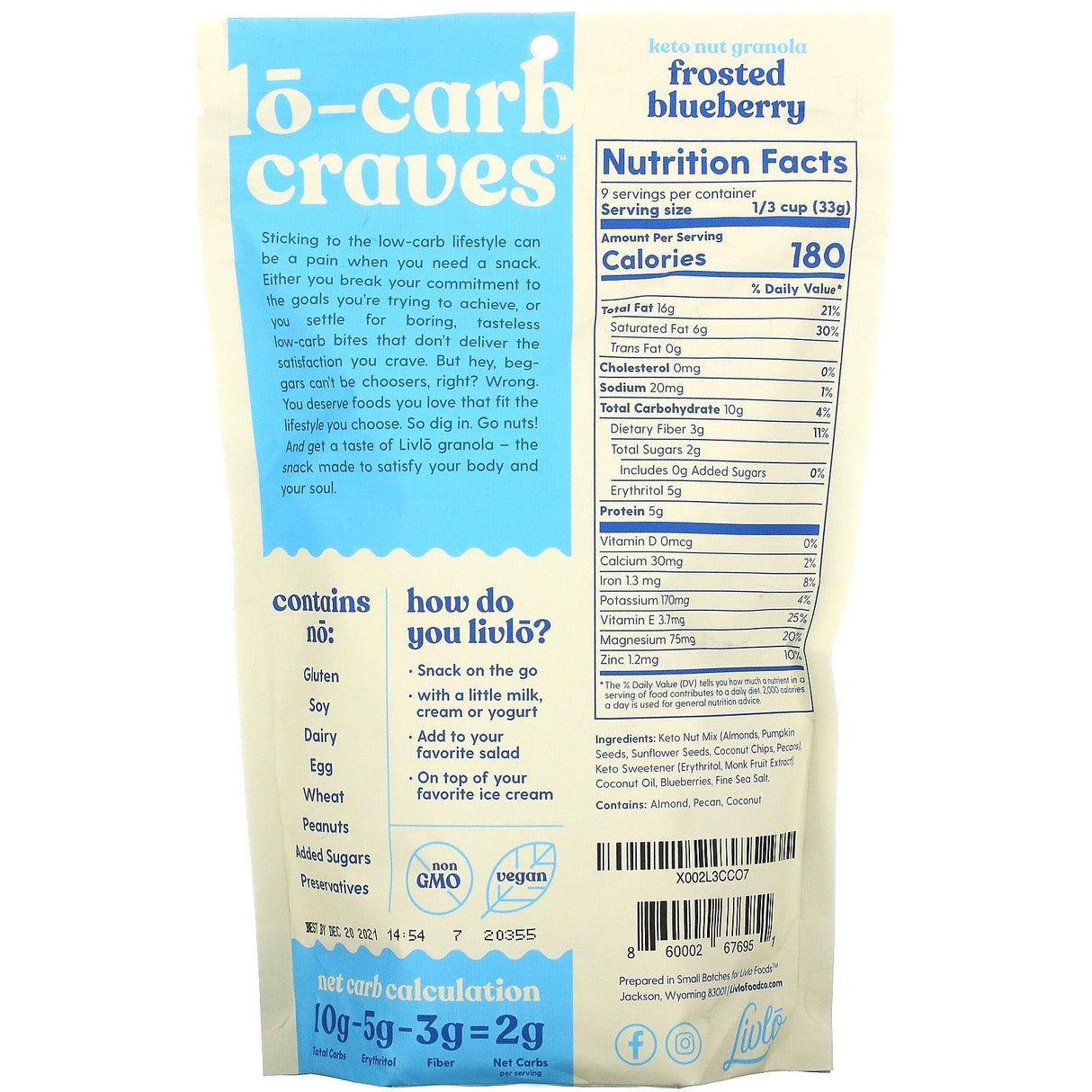 Livlo, Granolo, Keto Granola, Frosted Blueberry, 10.5 oz (298 g) - Supply Center USA