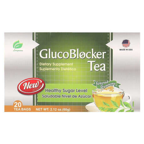 Longreen Corporation, GlucoBlocker Tea, Selected Gymnema, 20 Tea Bags, 2.12 oz (60 g) - Supply Center USA