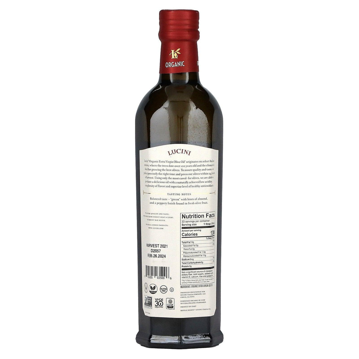 Lucini, Premium Select, Organic Extra Virgin Olive Oil, 16.9 fl oz (500 ml) - Supply Center USA