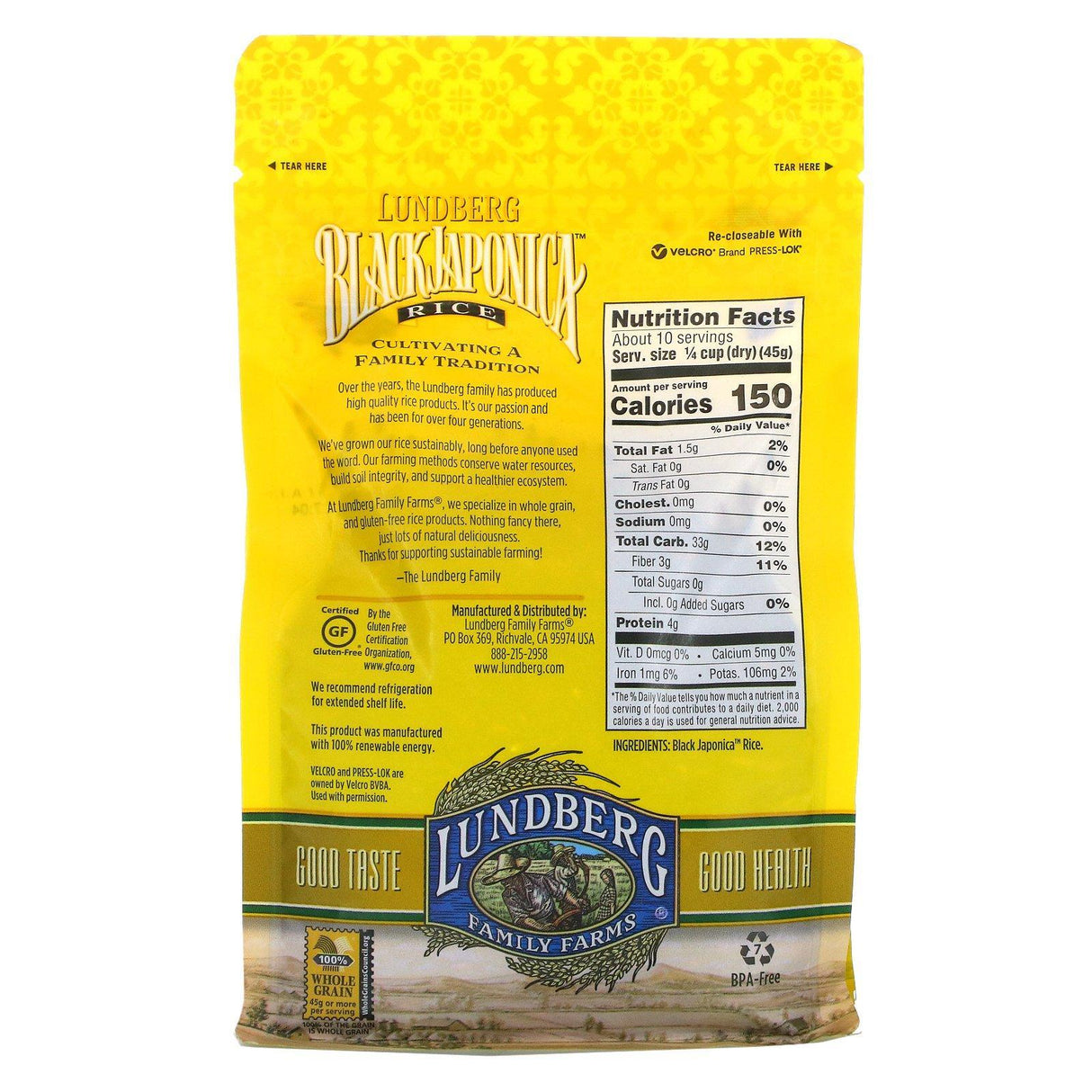 Lundberg, Black Japonica Rice, 16 oz (454 g) - Supply Center USA