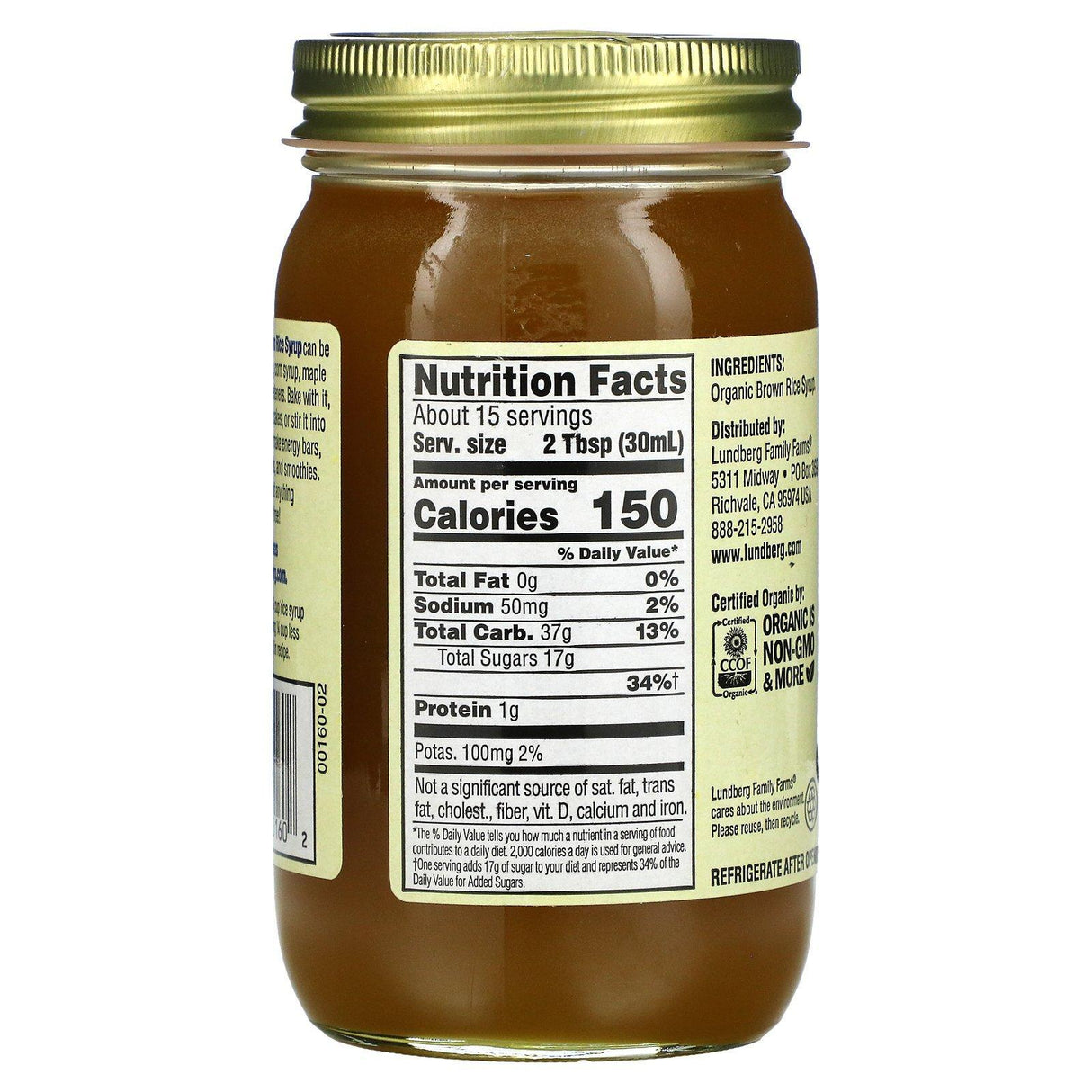 Lundberg, Sweet Dreams, Organic Brown Rice Syrup, 16 fl oz (450 ml) - Supply Center USA