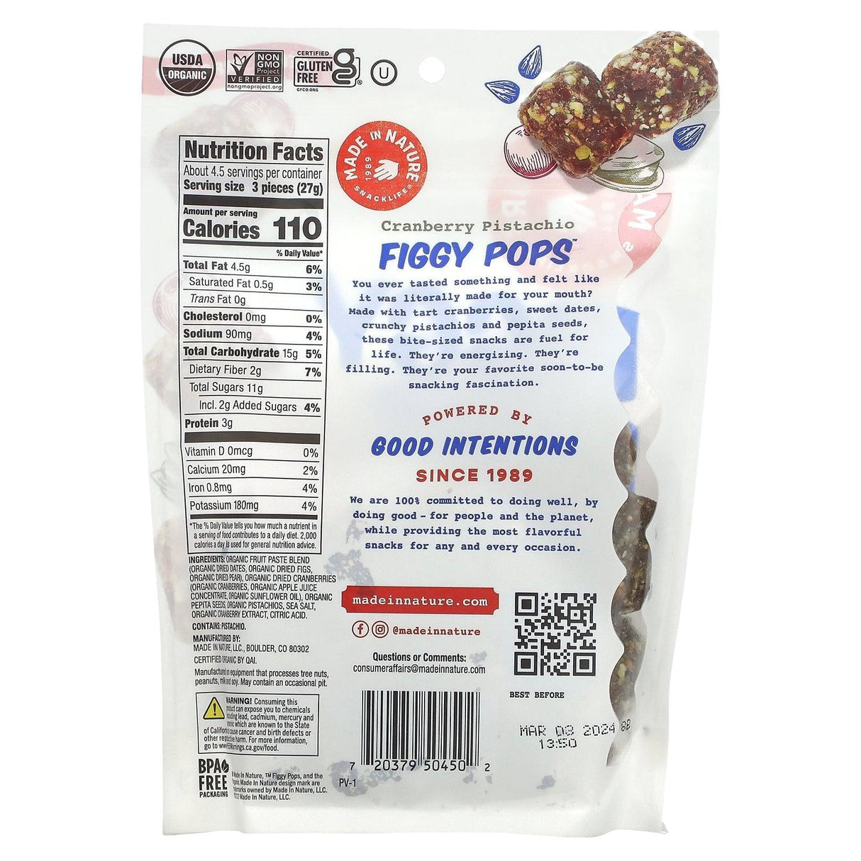 Made in Nature, Figgy Pops, Choco Crunch, 4.2 oz (119 g) - Supply Center USA
