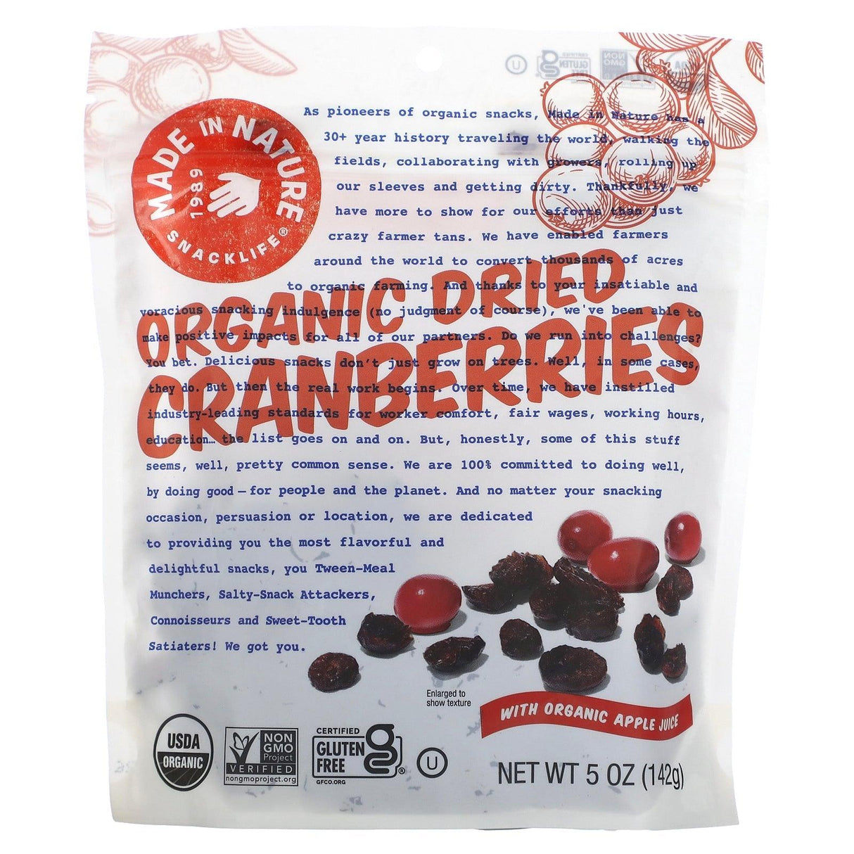 Made in Nature, Organic Dried Cranberries, Ripe & Ready Supersnacks, 12 oz (340 g) - Supply Center USA