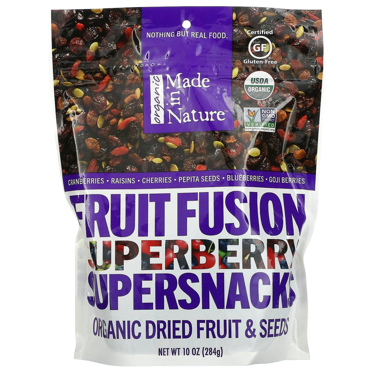 Made in Nature, Organic Dried Fruit & Seeds, Organic Fruit Fusion Superberry Supersnacks, 10 oz (284 g) - Supply Center USA