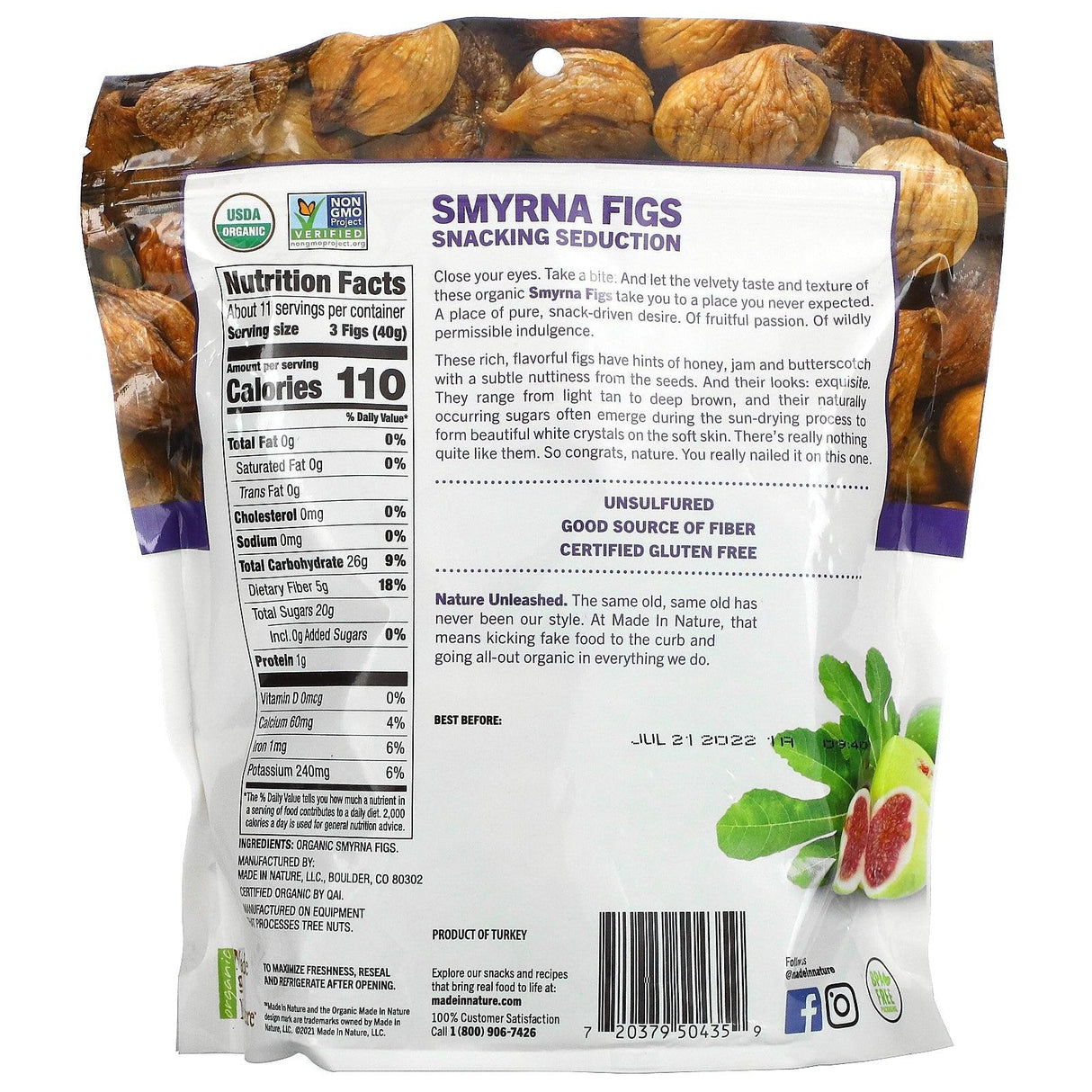 Made in Nature, Organic Dried Smyrna Figs, 7 oz (198 g) - Supply Center USA