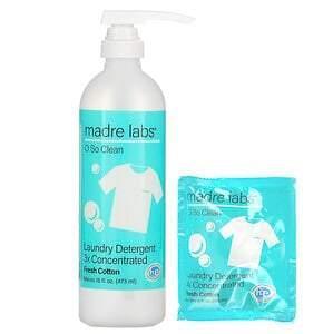 Madre Labs, Laundry Detergent, 3x Concentrate, Fresh Cotton, 1 Pouch, 4 oz (118 ml) - Supply Center USA
