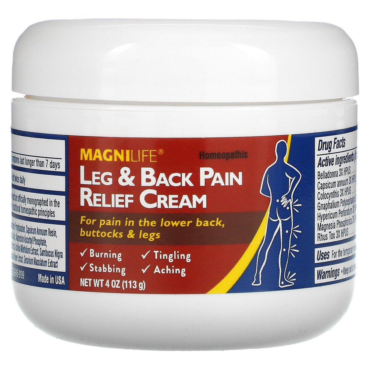 MagniLife, Leg & Back Pain Relief Cream, 4 oz (113 g) - Supply Center USA