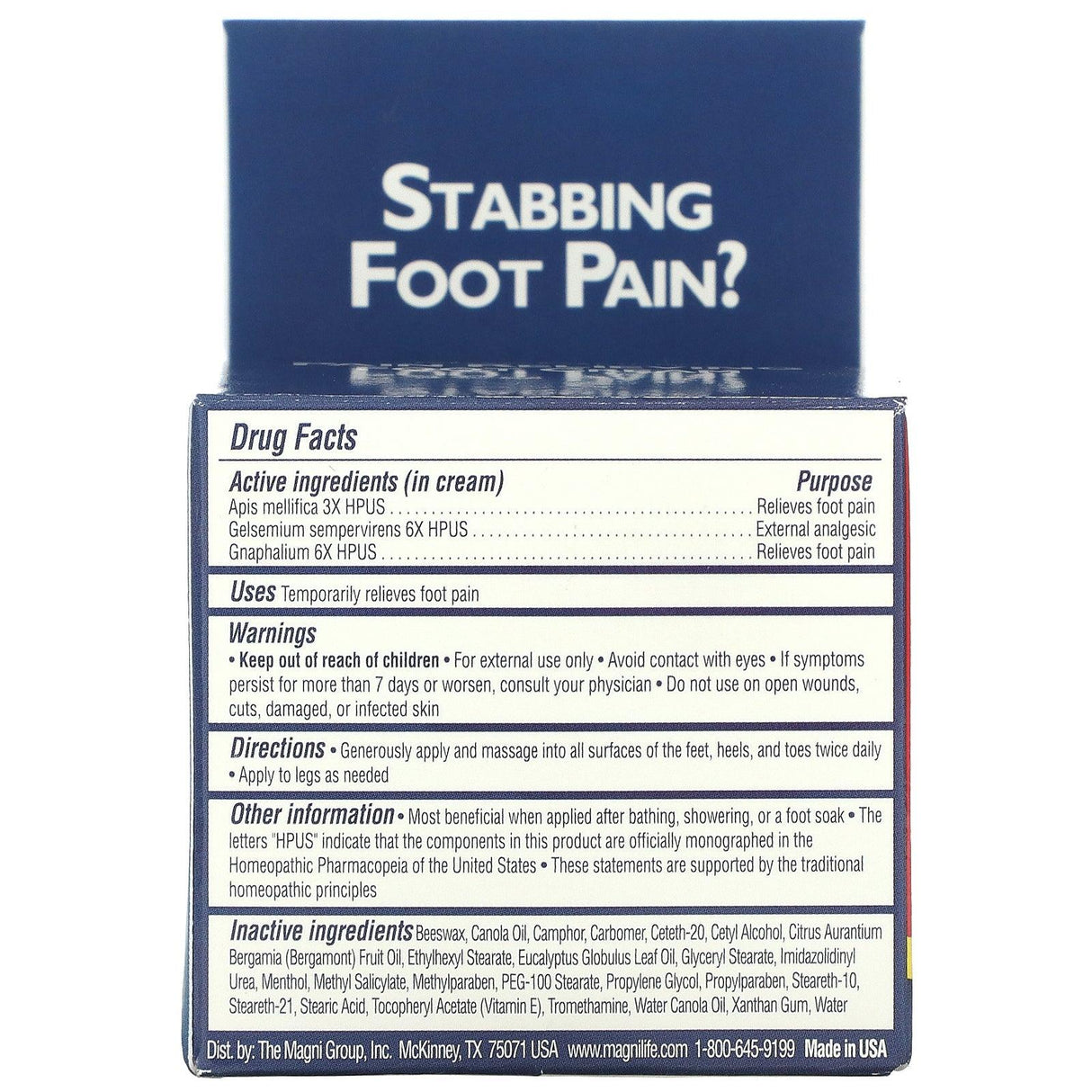 MagniLife, Pain Relieving Foot Cream, 4 oz (113 g) - Supply Center USA