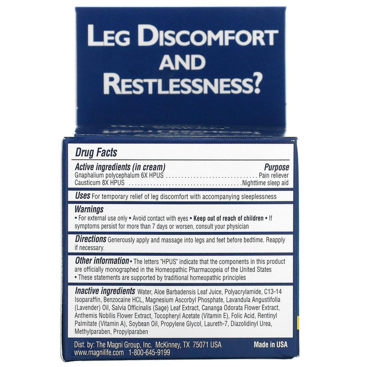 MagniLife, Relaxing Leg Cream, 4 oz (113 g) - Supply Center USA
