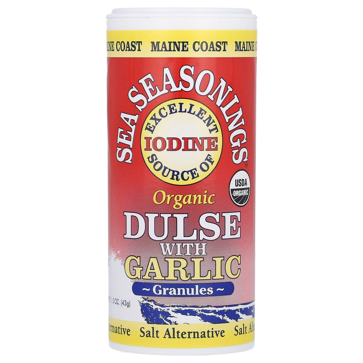 Maine Coast Sea Vegetables, Sea Seasonings, Organic Dulse With Garlic Granules, 1.5 oz (43 g) - Supply Center USA