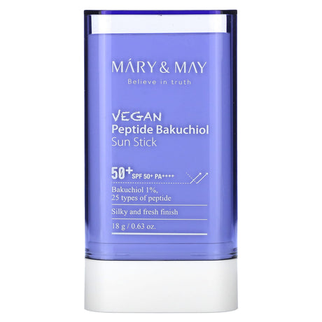 Mary & May, Vegan Peptide Bakuchiol Sun Stick, SPF 50+ PA++++, 0.63 oz (18 g) - Supply Center USA