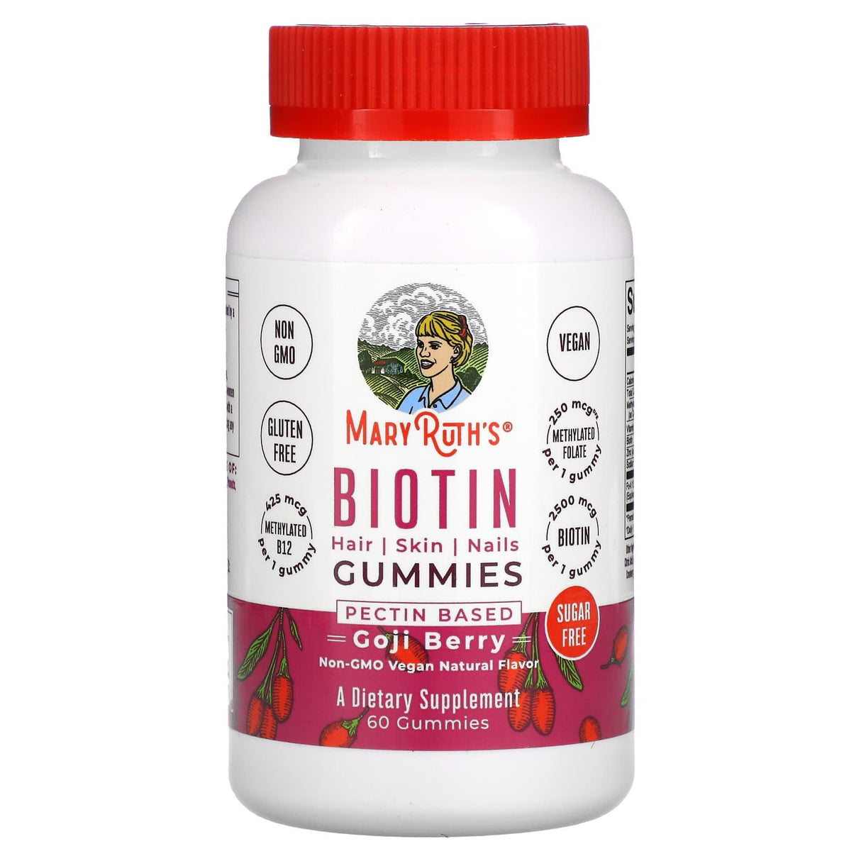 MaryRuth Organics, Biotin Gummies, Goji Berry, 60 Gummies - Supply Center USA